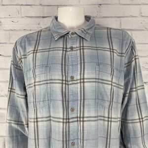 Carbon 2 Cobalt Shirt Men's XXL 2XL Long Sleeve Button Up Plaid Chest Pocket